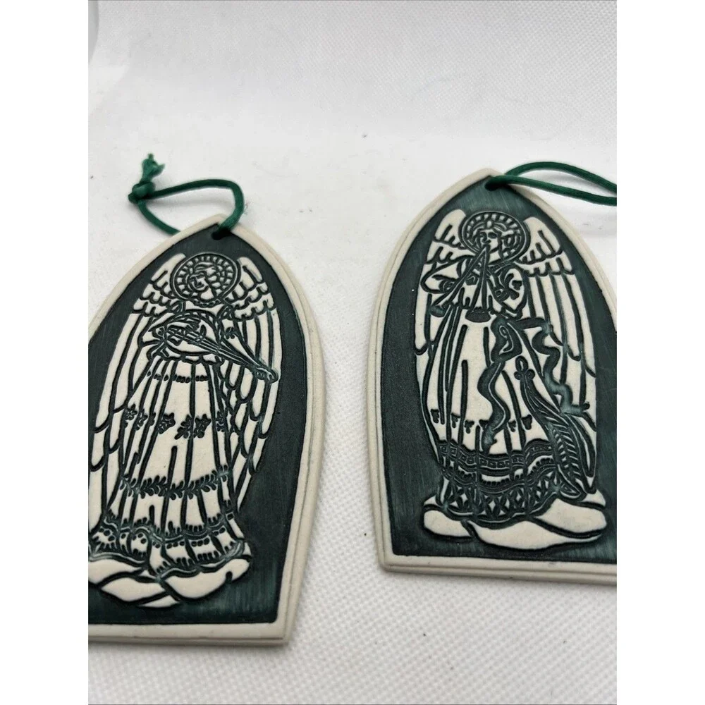 2 angel music musician christmas ornaments unique classic horn guitar green